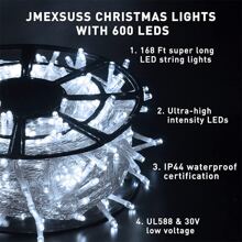 KBO JMEXSUSS 168FT 600 LED White String Lights Outdoor Waterproof With Remote Indoor Christmas String Lights Cool White Christmas Tree Lights Plug In For Room Wedding Holiday Christmas Decorations - White - View 6