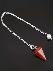 1 pieza rojo cornalina piedra natural cuarzo piedra preciosa rock cristal hexagonal de punta colgante péndulo - Rojo - Ver 2