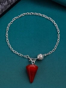 1 pieza rojo cornalina piedra natural cuarzo piedra preciosa rock cristal hexagonal de punta colgante péndulo - Rojo - Ver 1