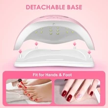 UV Gel Nail Lamp,150W UV Nail Dryer LED Light for Gel Polish-4 Timers Professional Nail Art Accessories,Curing Gel Toe Nails (Pink) - 粉色 - 查看 5