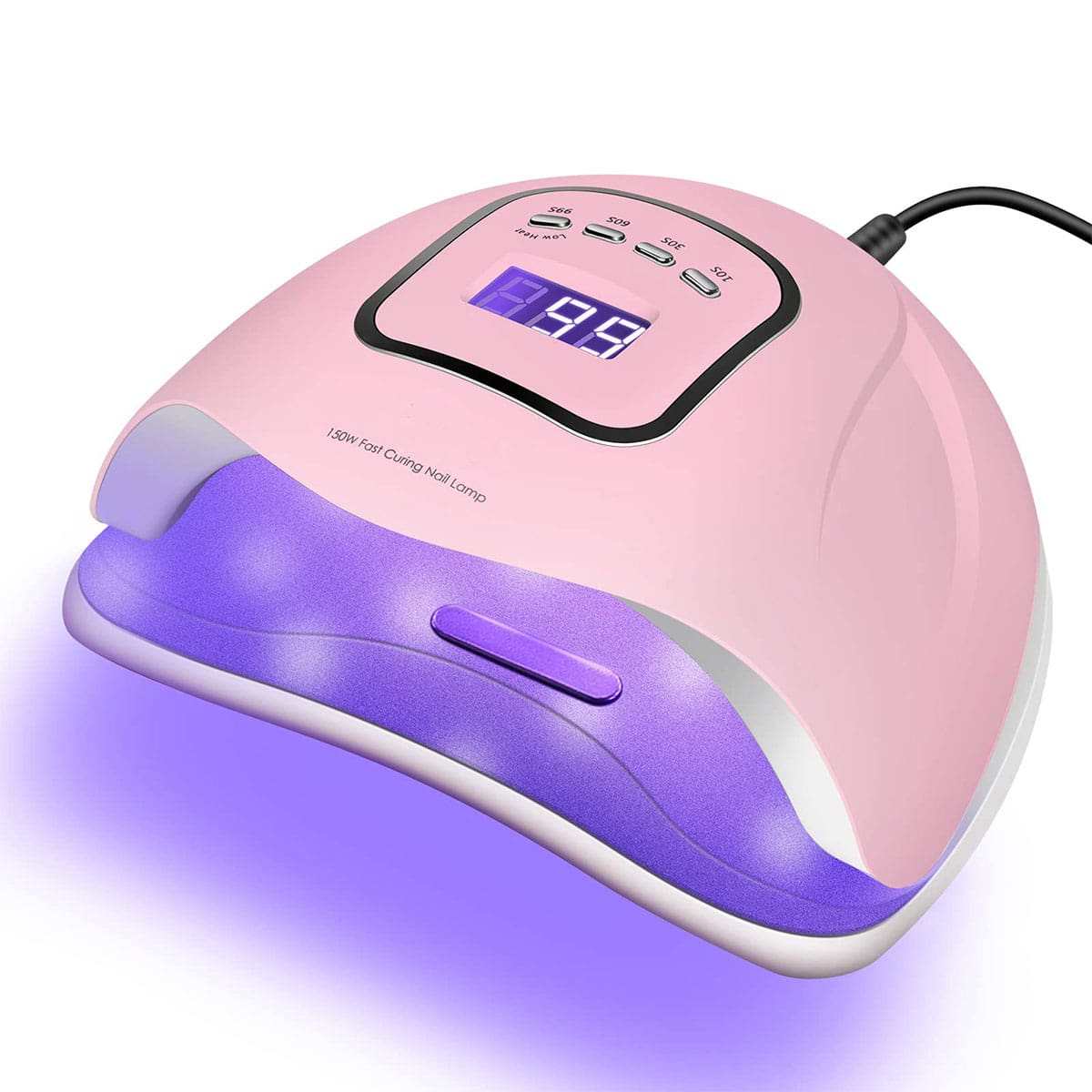 UV Gel Nail Lamp,150W UV Nail Dryer LED Light for Gel Polish-4 Timers Professional Nail Art Accessories,Curing Gel Toe Nails (Pink) - 粉色 - 查看 1