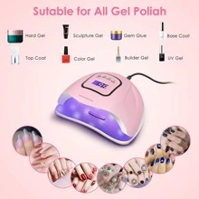 UV Gel Nail Lamp,150W UV Nail Dryer LED Light for Gel Polish-4 Timers Professional Nail Art Accessories,Curing Gel Toe Nails (Pink) - 粉色 - 查看 3