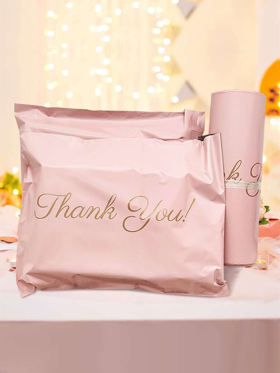 100入組15*23cm粉金色禮品包裝用密封快遞袋，郵寄包裝用品 - 粉色 - 查看 1