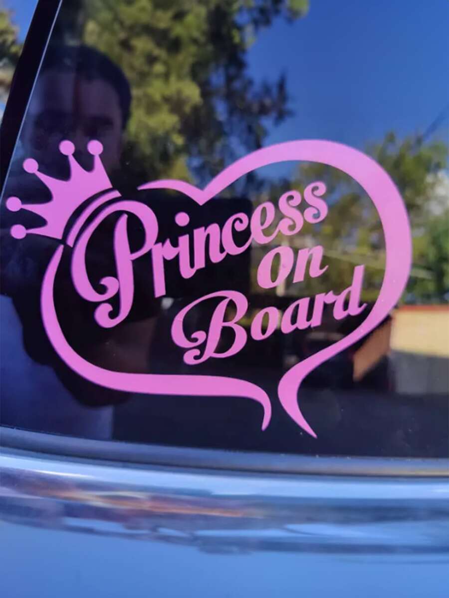1 Miếng Dán Trang Trí Ngoại Thất Xe Hơi Công Chúa Màu Hồng/Đỏ/Đen/Trắng Được Cá Nhân Hóa, Vỏ Chống Xước, Vỏ Biển Cảnh Báo Cho Các Mẫu Xe Ô Tô Đa Năng