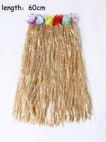 1入組女士夏威夷草裙花環盧奧舞會服裝熱帶沙灘派對裝飾，40厘米/60厘米 - 杏色 - 查看 5