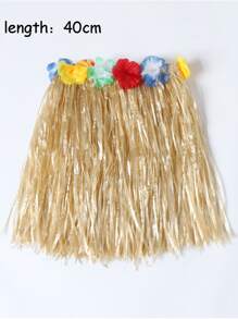 1入組女士夏威夷草裙花環盧奧舞會服裝熱帶沙灘派對裝飾，40厘米/60厘米 - 杏色 - 查看 4