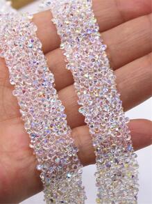 1pc Self-adhesive Resin Rhinestone Strip Clothing Accessories DIY Decoration - White - View 3
