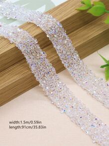 1pc Self-adhesive Resin Rhinestone Strip Clothing Accessories DIY Decoration - White - View 2