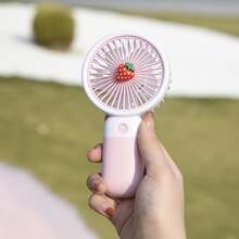 Handheld Cartoon Cute USB Charging Mini Fan Outdoor Portable Office Desktop Quiet Large Wind Color Electric Fan Summer Gift Fan - Mauve Purple - View 8