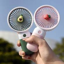 Handheld Cartoon Cute USB Charging Mini Fan Outdoor Portable Office Desktop Quiet Large Wind Color Electric Fan Summer Gift Fan - Mauve Purple - View 7