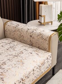 1pc High-end Jacquard Snowflake Pattern Sofa Cover With Golden Edge, Suitable For 1/2/3/4 Seater Sofa, All Seasons Use - Beige - View 6