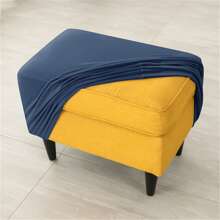1PC Solid Color velvet Stool Cover Rectangle Footrest Cover Ottoman Footstool Slipcover Washable Case Bedroom Furniture Protector Decor - Navy Blue - View 4