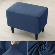 1PC Solid Color velvet Stool Cover Rectangle Footrest Cover Ottoman Footstool Slipcover Washable Case Bedroom Furniture Protector Decor - Navy Blue - View 5