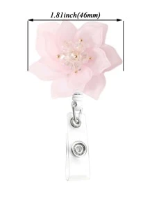 Pinza de cocodrilo 27 pulgada retractable pétalo flor distintivo con para enfermeras , médico , oficina - Rosa Pálido - Ver 4