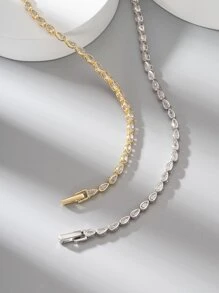 ORSA JEWELS 1 PC Luxury 925 Sterling Silver 14K Gold Plated Tennis Bracelet Zirconia Hand Chain Women Jewelry For Birthday Anniversary Day Wedding Engagement Christmas Gift Bridal Jewelry - Yellow Gold - View 4