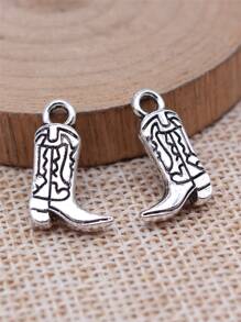 10pcs/Pack 11x18mm Double-Sided Western Cowboy Boot Pendant, Suitable For Jewelry Making, Handmade Jewelry Crafts, DIY Jewelry Components - Antique Silver - View 2