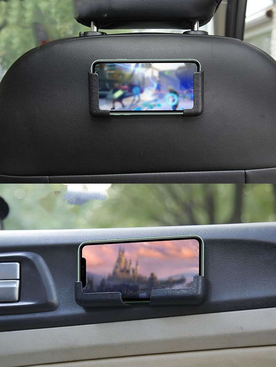 膠黏劑手機車載支架 - 黑色 - 查看 1