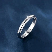 1入組簡約風純銀發亮方晶鋯石戒指,理想適用於女士約會,訂婚或者婚禮禮品 - 銀色 - 查看 4