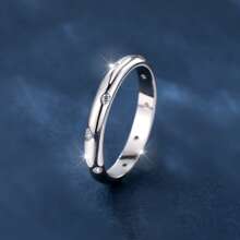 1入組簡約風純銀發亮方晶鋯石戒指,理想適用於女士約會,訂婚或者婚禮禮品 - 銀色 - 查看 5