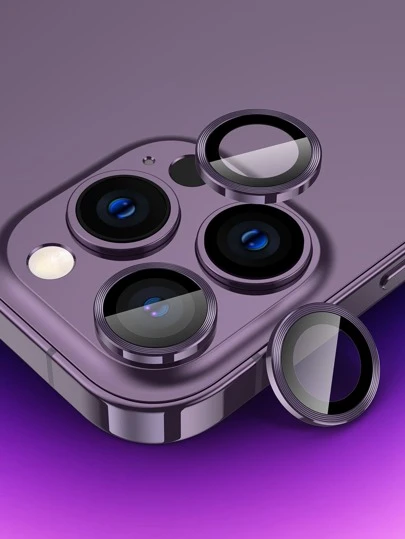 3 件 CD 纹理手机相机镜头保护膜，深紫色生日、家人、朋友礼物合金金属带钢化玻璃全覆盖，镜头保护膜，手机配件防水防震防摔防摔防刮防指纹