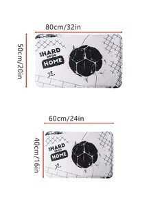 1入組足球圖案防滑浴室毯,現代滌綸馬桶墊 - 彩色 - 查看 4
