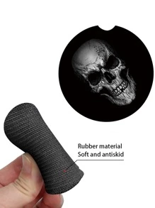 2 piezas Posavasos de coche con patrón de cráneo caucho - Blanco y Negro - Ver 2