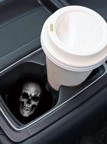 2 piezas Posavasos de coche con patrón de cráneo caucho - Blanco y Negro - Ver 5