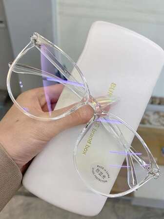 Transparent Non-Prescription Glasses Female With Big Frame, Glasses, Light Weight (With Glasses Case) Clear Glasses Accessories