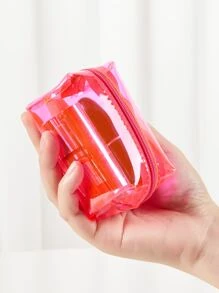 2入組小型防水透明PVC玫瑰紅色化妝包口紅盒海灘包旅行化妝包化妝品袋化妝品收納盒化妝包組織者女士和女孩儲物化妝品盒 - 玫紅色 - 查看 8