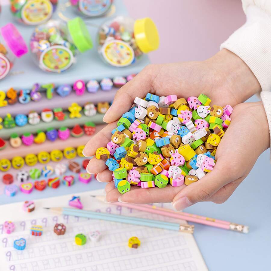 50 piezas Borradores con patrón al azar animal de dibujos animados en forma de - Multicolor - Ver 1