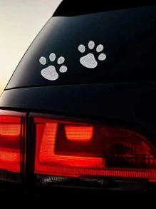 2入組水鑽裝飾爪子設計汽車貼紙 - 白色 - 查看 5
