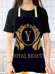 1 pieza Delantal con letra Y patrón para cocina cocinar casa usar , práctico & hermoso batería de cocina - Multicolor - Ver 2