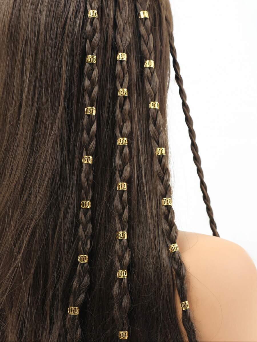 40 chiếc Nhẫn cài tóc có thể điều chỉnh thiết kế kiểu tóc gợn sóng dành cho phụ nữ đeo hàng ngày - Vàng - Xem 1