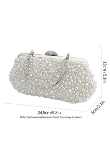 Long lanh Bling, Sáng bóng quyến rũ, Thanh lịch, Túi ly hợp trang trí bằng ngọc trai & kim cương giả tinh tế Thích hợp cho túi đựng bữa tiệc, túi buổi tối cho cô gái tiệc tùng, phụ nữ, cho nữ Hoàn hảo cho bữa tiệc, đám cưới, vũ hội, bữa tối/tiệc, cho cocktail Món quà tốt nhất cho phụ nữ - trắng - Xem 5