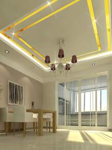 Bộ 10 miếng dán tường gương hình chữ nhật bằng acrylic trang trí nền, miếng dán, decal dán tường, decal vinyl trang trí nhà cửa, vật dụng trang trí mùa xuân làm mới ngôi nhà của bạn, miếng dán trang trí Rama quà tặng sinh nhật tốt nghiệp trang trí tường trang trí phòng gương treo tường gương cho phòng trang trí phòng tắm trang trí phòng khách - Vàng - Xem 4