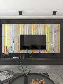 Bộ 10 miếng dán tường gương hình chữ nhật bằng acrylic trang trí nền, miếng dán, decal dán tường, decal vinyl trang trí nhà cửa, vật dụng trang trí mùa xuân làm mới ngôi nhà của bạn, miếng dán trang trí Rama quà tặng sinh nhật tốt nghiệp trang trí tường trang trí phòng gương treo tường gương cho phòng trang trí phòng tắm trang trí phòng khách - Vàng - Xem 5