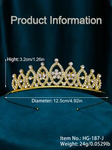 1pc Fashionable Minimalist Golden Princess Hairband Crown Hair Accessory For Bride - Gold - View 4