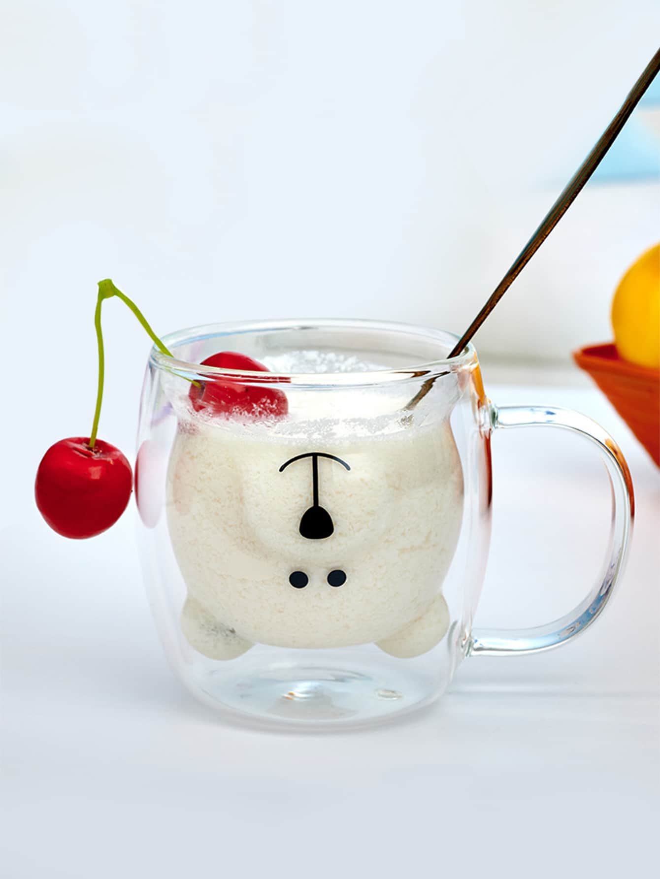 1pc Fashionable Double Wall Glass Cup With Bear Handle, Milk Mug/Coffee Cup