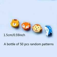 50 piezas Borradores con patrón al azar animal de dibujos animados en forma de - Multicolor - Ver 2