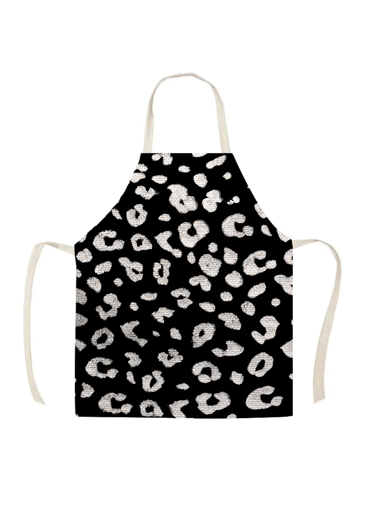 1入組豹紋圖案圍裙廚房做飯家用圍裙 - 彩色 - 查看 1