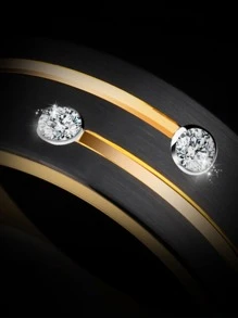 1 Sang Trọng Nam 8Mm Màu Đen Nhẫn Inox Đầy Nhân Tạo Pha Lê Cưới/Đính Hôn/Đảng Trang Sức quà Tặng - màu đen - Xem 3