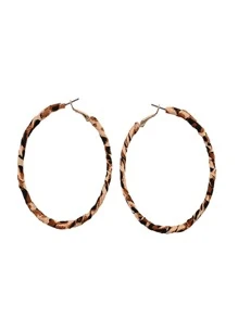 1 Internet Người Nổi Tiếng Phong Cách Da Báo Vải Bọc Nữ Đôi Khuyên Tai Vòng Cho Kỳ Nghỉ - Nhiều màu - Xem 6