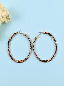 1 Internet Người Nổi Tiếng Phong Cách Da Báo Vải Bọc Nữ Đôi Khuyên Tai Vòng Cho Kỳ Nghỉ - Nhiều màu - Xem 2