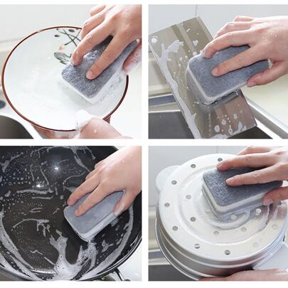 5/10/20 miếng bọt biển làm sạch hai tông màu, miếng cọ rửa hai mặt hình chữ nhật polyester hiện đại cho nhà bếp