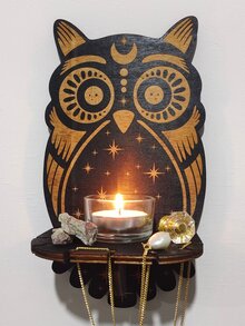 1 Pieza Colgante De Portavelas De Madera, Patrón Creativo De Forma De Animal, Estante De Cristal Con Colgante De Pared, Ornamentos De Colgar Hechos A Mano Para Dormitorio - Multicolor - Ver 4