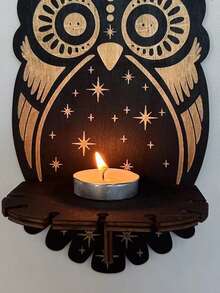 1 Pieza Colgante De Portavelas De Madera, Patrón Creativo De Forma De Animal, Estante De Cristal Con Colgante De Pared, Ornamentos De Colgar Hechos A Mano Para Dormitorio - Multicolor - Ver 5