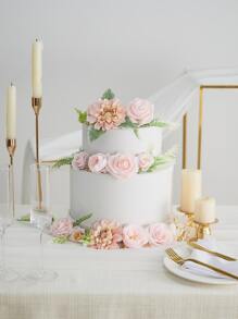 26入組織物人造玫瑰,牡丹,大麗花,滿天星,水果花頭配件套裝,1套 - 粉色 - 查看 5