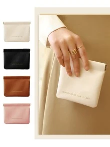 Pu Leather Makeup Storage Bag Waterproof Small Cosmetic Pouch Mini Short Wallet Bag Coin Purse Key Earbuds Credit Card Holder - Multicolor - View 6