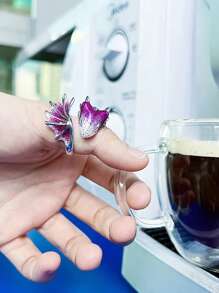 One Adjustable Size Milky Way Purple Dragon Split Ring - Purple - View 2