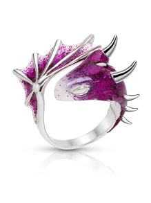 One Adjustable Size Milky Way Purple Dragon Split Ring - Purple - View 3